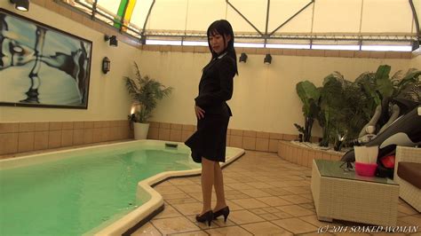 Soaked Woman Business Attire Pool