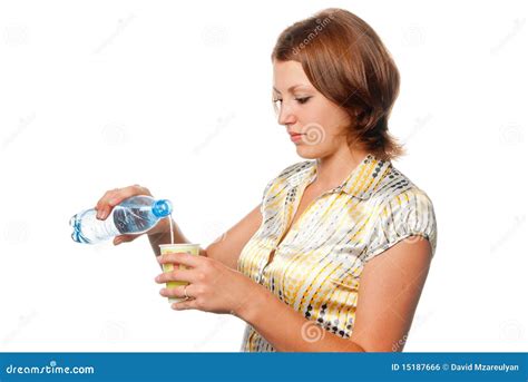 Girl Pours Water In A Glass Stock Photo Image Of Background