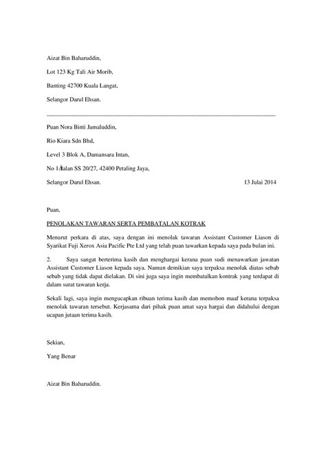 Docx Surat Penolakan Tawaran Dokumentips