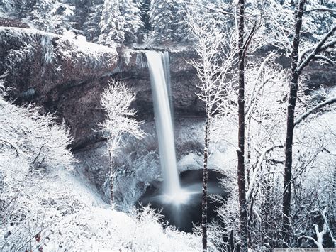 Waterfall In Winter Forest Wallpapers And Images