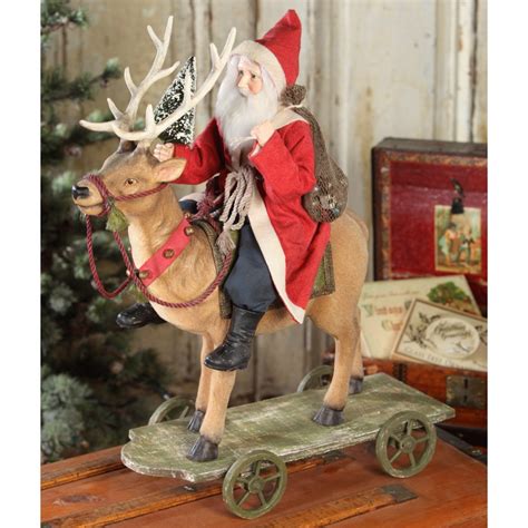 Vintage Santa Riding Reindeer The Weed Patch