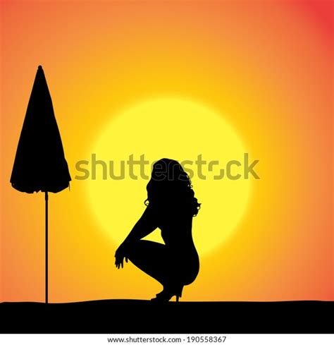 Vector Silhouette Sexy Woman On Beach Stock Vector Royalty Free