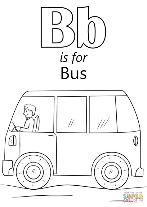 Color letter b and the pictures which all start with the letter b. Letter B is for Bus coloring page from Letter B category ...