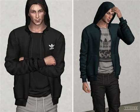 Zip Up Hoodie Darte77 Custom Content For Ts4 Sims 4 Men Clothing
