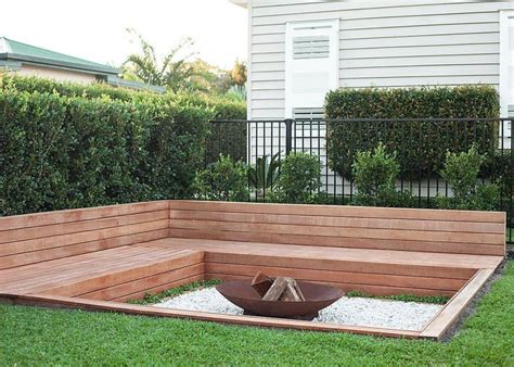 Sunken Firepit With Built In Timber Seating With Storage Underneath