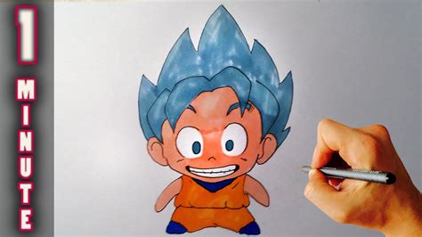 Draw 1 Minute Chibi Goku Ssgss Super Saiyan God Super