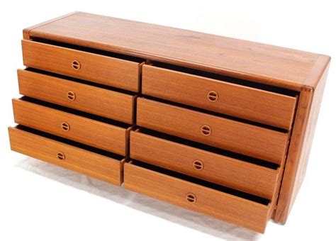 Danish Mid Century Modern Teak Eight Drawer Dresser Credenza Cabinet