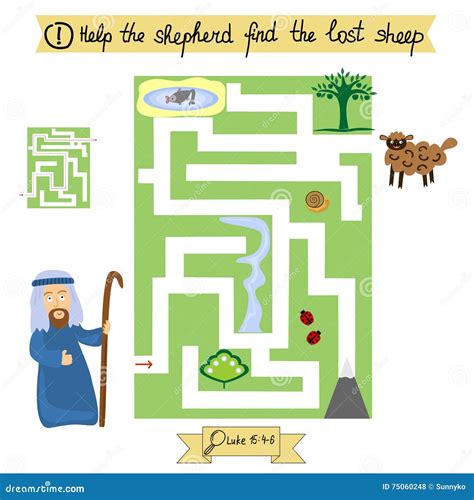 Job For Children Complete The Maze And Find Lost Sheep. Sunday School