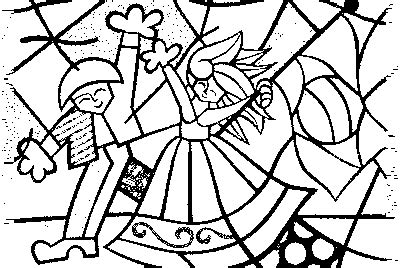Desenho de Romero Britto casal dançando para colorir Tudodesenhos