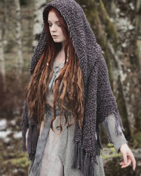 Hand Woven Hooded Shawl Made In Sweden Grunge Style Soft Grunge