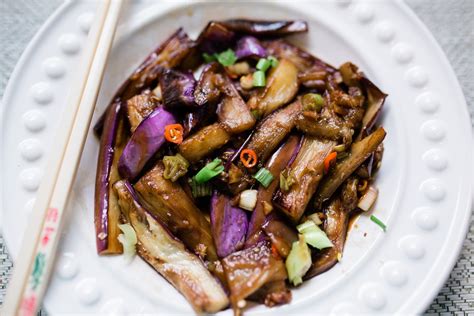 chinese szechuan stir fried eggplant in a spicy garlic sauce hungry wanderlust