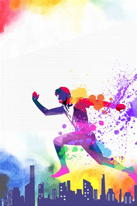 Watercolor Run Sprint Background Poster Wallpaper Image For Free