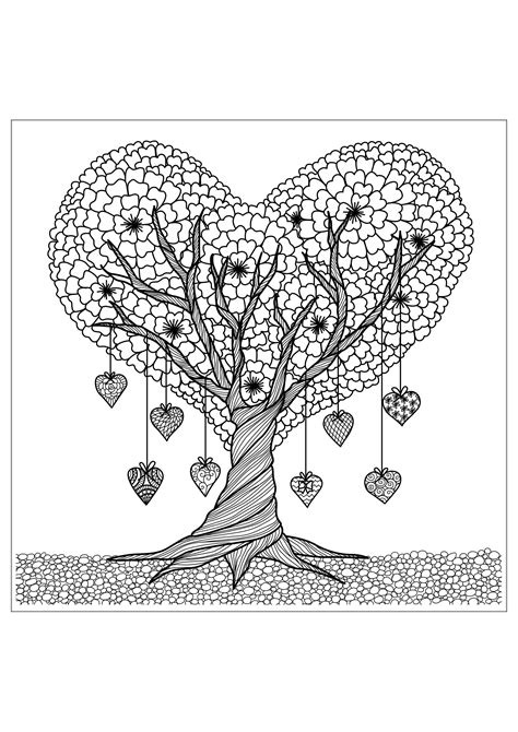 Flower designs filling a big heart. Pin on Flowers coloring pages
