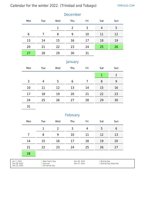 2022 Calendar Printable Trinidad Latest News Update