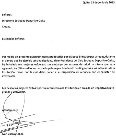 Carta De Renuncia Irrevocable Ecuador U Carta De