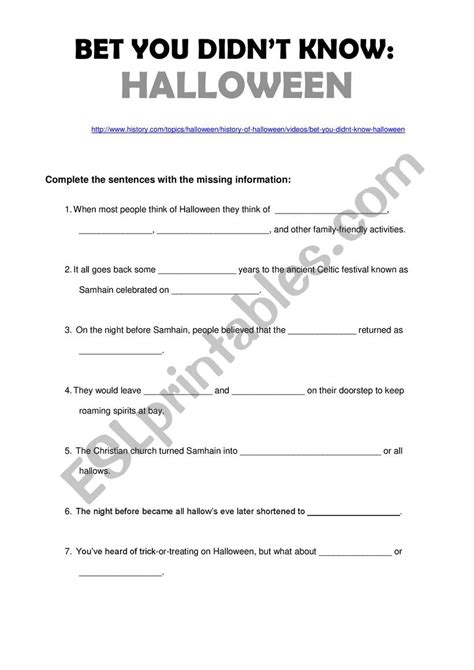 Halloween Bet You Didn´t Know Esl Worksheet By Linushka