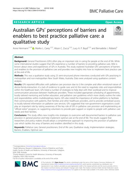 pdf australian gps perceptions of barriers and enablers to best practice palliative care a