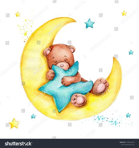 Cute Cartoon Teddy Bear Sleeping On Ilustrações Stock 1798926238