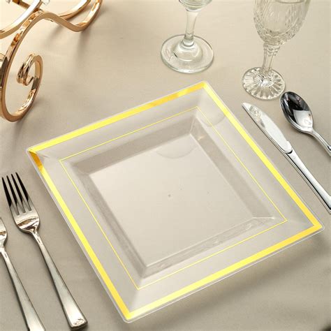 Efavormart 10 Pack 10 Clear Disposable Plates Square Plastic Plates Salad Dessert Plates With