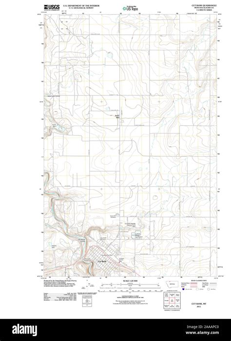 Usgs Topo Map Montana Mt Cut Bank 20110617 Tm Restoration Stock Photo