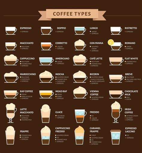 28 Of The Most Common Types Of Coffee Drinks And Their Composition ☕