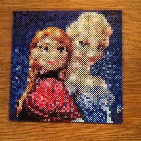 Anna And Elsa Disney Frozen Perler Bead Art By Artbyfredd