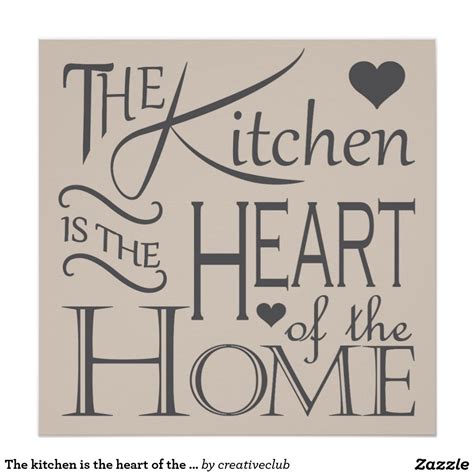 The Kitchen Is The Heart Of The Home Quote Design Poster Zazzle