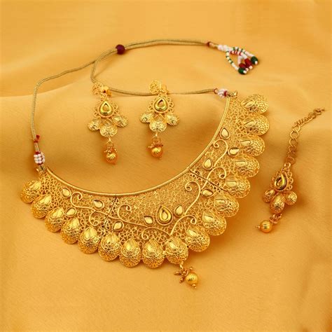 Check spelling or type a new query. Sukkhi Alloy Golden Choker Traditional 18kt Gold Plated ...