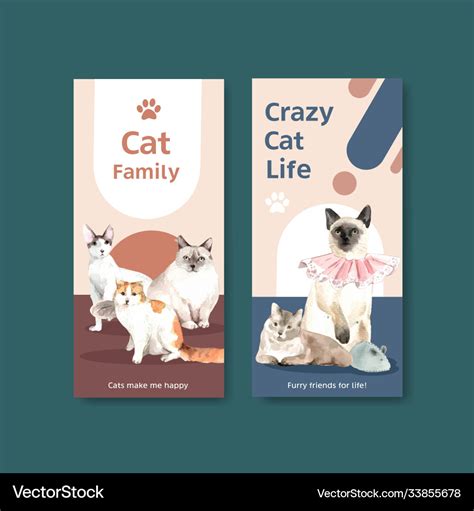 Flyer Template Design With Cute Cat Royalty Free Vector