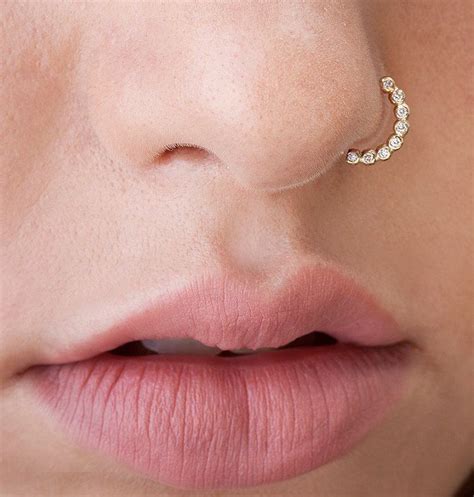 Diamond Nose Ring Diamond Piercing Diamond Nose Hoop Bling Etsy