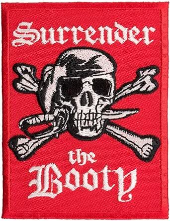 Amazon Com Surrender The Booty Pirate Patch Pirate Skull Patches