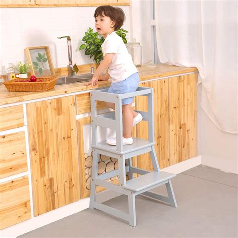 Lot Detail Sdadi Kids Kitchen Step Stool With Safety Rail For