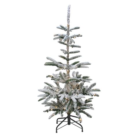 65 Pre Lit Flocked Slim Noble Fir Artificial Christmas Tree Warm