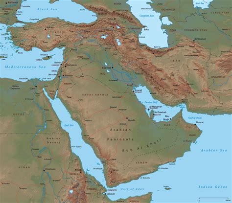 Middle East Asia Physical Map Images And Photos Finder