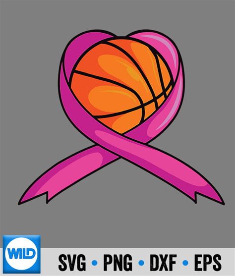 Basketball Svg Breast Cancer Pink Awareness Ribbon Hugging Basketball Sport Svg Cut File Wildsvg