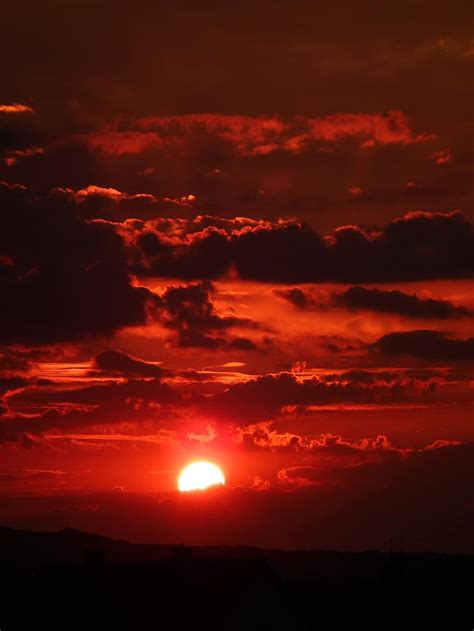 Sun Clouds Sky Red Evening Abendstimmung Sunset Golden Setting