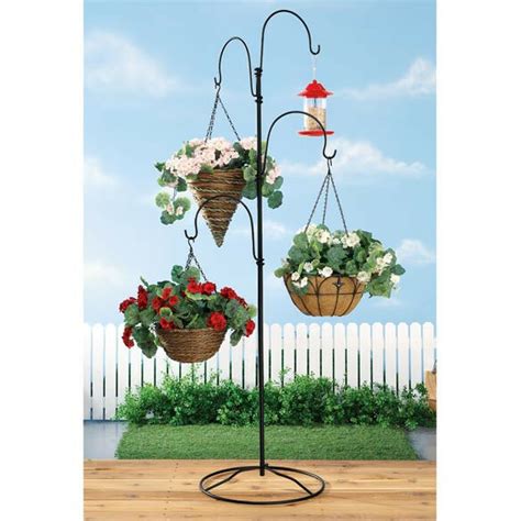 Patio Hanging Plant Stand 4 Arm Shepherds Hook Planter