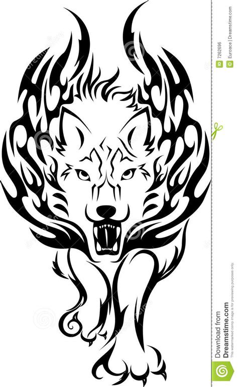 Fire Wolf Stock Vector Illustration Of Cartoon Tattoo 7262696
