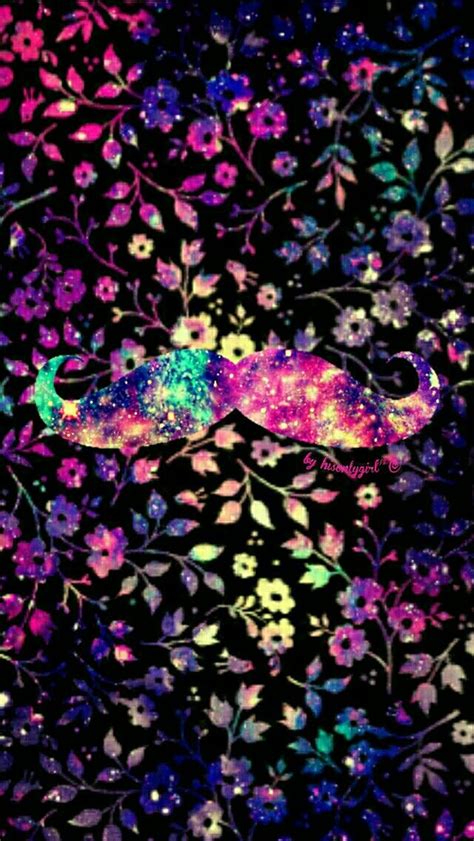 Hipster Floral Moustache Galaxy Wallpaper I Made For The App Cocoppa