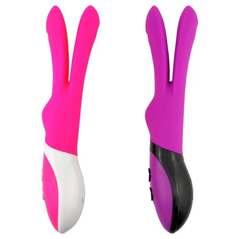 Double Pleasure Rechargeable Powerful Rabbit Ears Clitoral Vibrator Sex