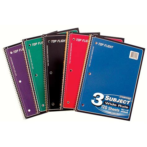 3 Subject Spiral Notebook Wide Rule