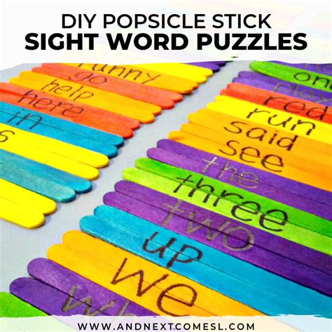 Popsicle Stick Sight Word Puzzles And Next Comes L Hyperlexia Resources