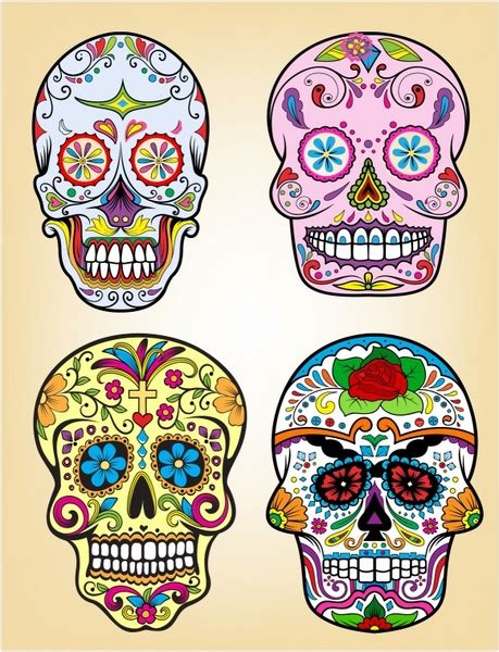 Day Of The Dead Vector Illustration Set Vectors Graphic Art Designs In