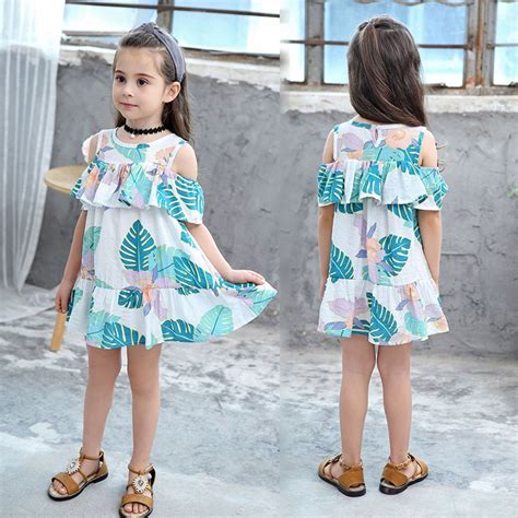 Hot Sale Toddler Dresses Kids Baby Girl Summer Dress Leaves Print