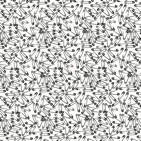 2909 002 Odds And Ends Saftey Pins Black On White Fabric Rjr Fabrics