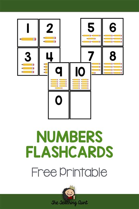 Numbers Flashcards Pencil Counters The Teaching Aunt Flashcards