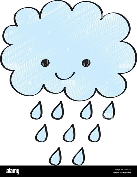 Cute Cartoon Happy Cloud Rain Drops Stock Vector Image And Art Alamy