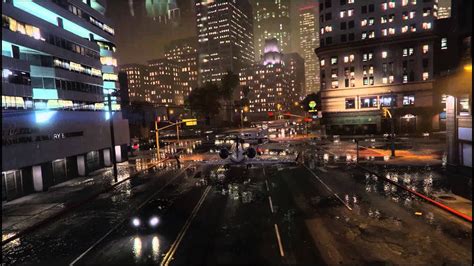 Gta V Heavy Rain Landing In The City Youtube