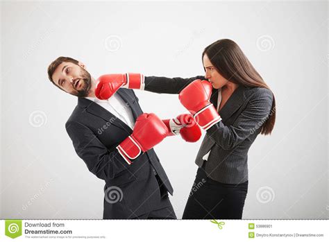 Woman Punching Businessman Stock Photo Image 53886901