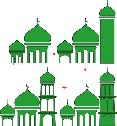 Merepresentasikan gambar masjid meskipun melalui media kartun mungkin dibutuhkan skill dan ketelitian. Gambar Masjid Kartun Warna Hijau
